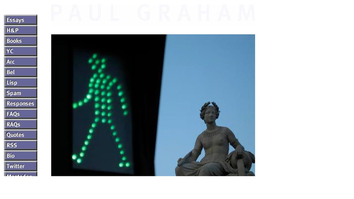 The homepage of paulgraham.com, Paul Graham’s personal website